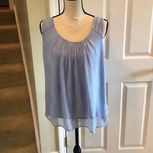 🏈 ELLE, baby blue cotton tank with sheer overlay
